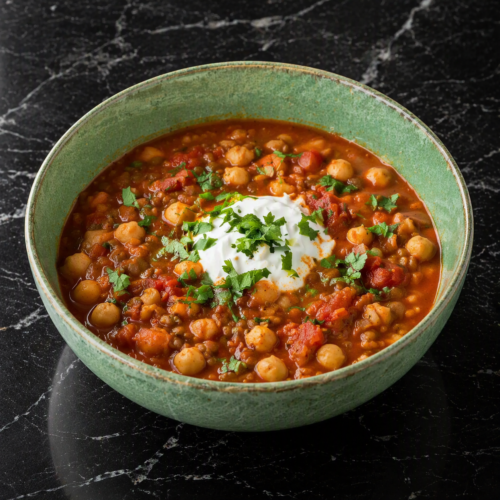 Spiced Moroccan Lentil and Chickpea Soup
